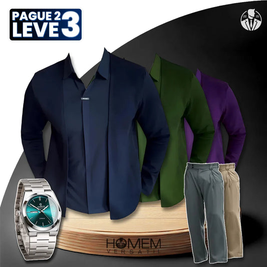 [Pague 2, Leve 3] Kit polo in rete Dominus 2 in 1 + orologio e 2 pantaloni regolabili GRATUITI