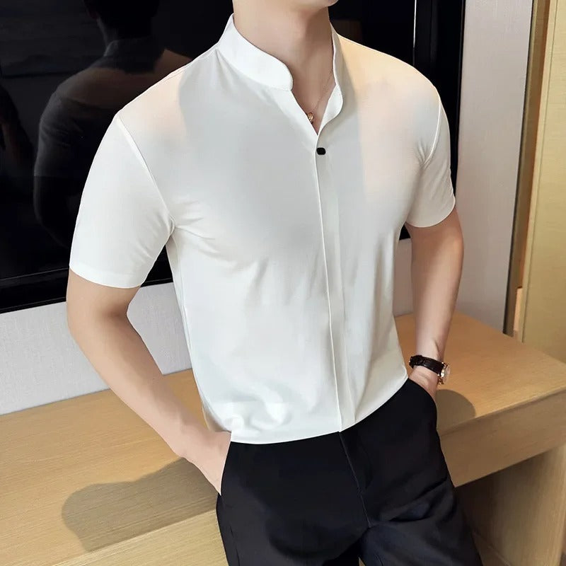 [Paga 2, Llévate 4] Camisa Polo Casual Domirax de Seda Fría y Poliéster + REGALOS: 3 Bermudas y Reloj Táctico